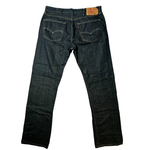 Levis 501 Jeans Mens 38 x 34 Blue Dark Wash Straight Leg Button Fly Denim - Picture 1 of 10